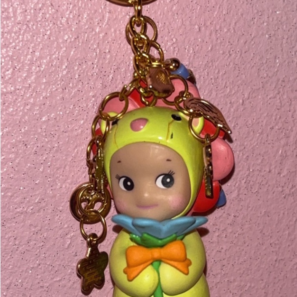 Yellow and Green Frog Costume Doll Keychain